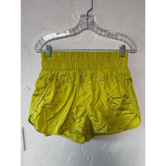 FP Movement Pants - FP Movement The Way Home Shorts Chartreuse Green High Rise‎ Smocked Waist Medium